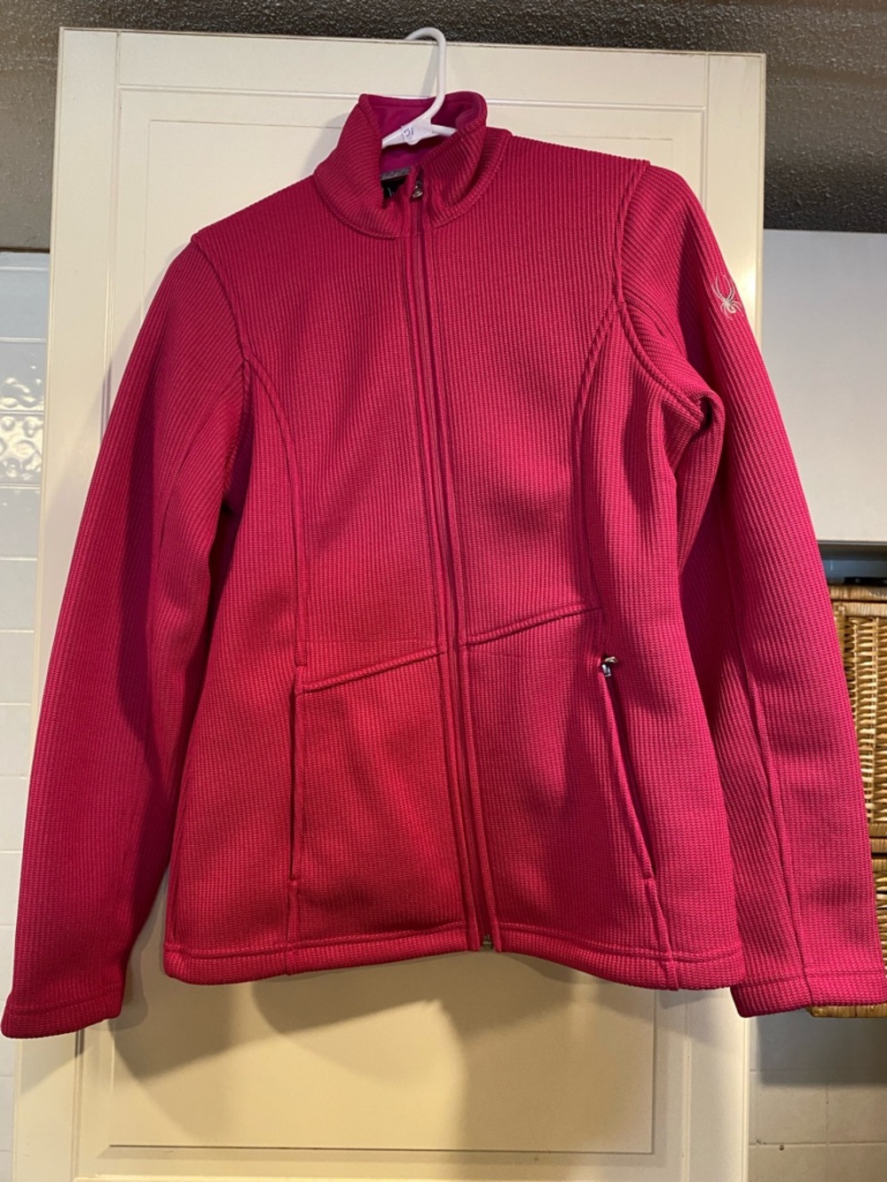 Spyder Pink Full-Zip Ribbed Fleece Jacket size medium 4:18